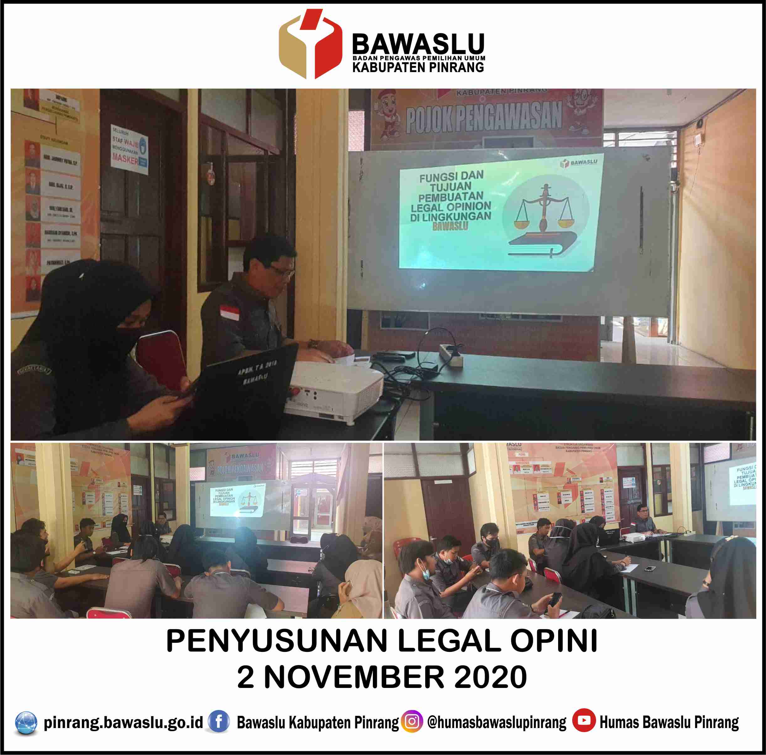 BAWASLU PINRANG GELAR PELATIHAN PENYUSUNAN LEGAL OPINION