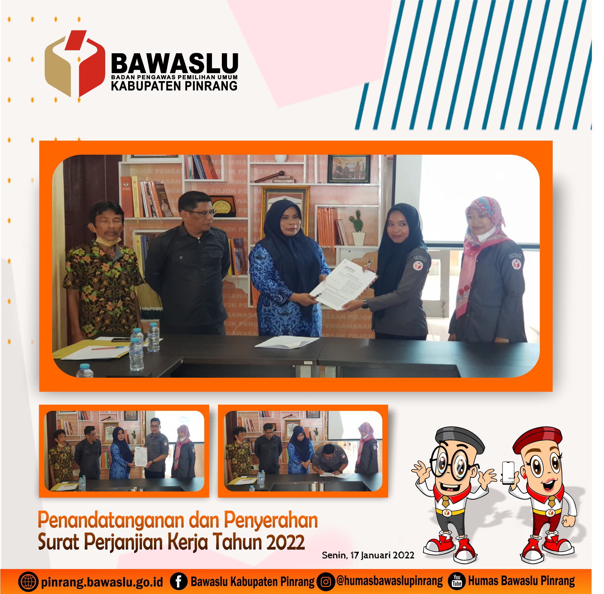 PIMPINAN BAWASLU PINRANG SERAHKAN SK KEPADA PPNPNS T.A 2022