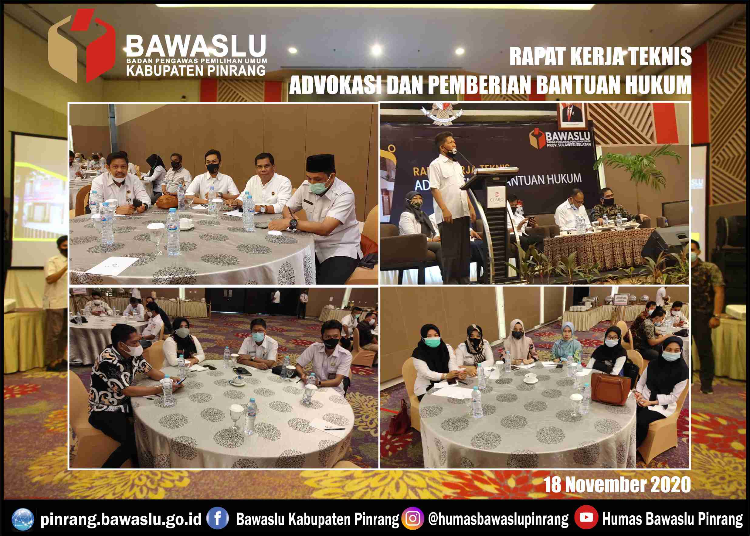 BAWASLU KABUPATEN PINRANG MENGHADIRI KEGIATAN RAPAT KERJA TEKNIS ADVOKASI DAN PEMBERIAN BANTUAN HUKUM