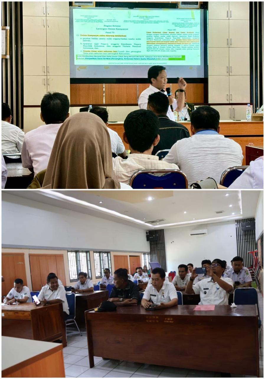 Aswar memberikan materi di hadapan para kades 