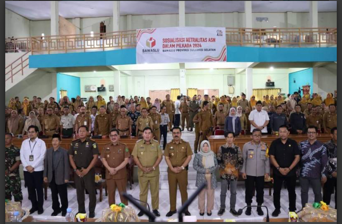 Sosialisasi Netralitas ASN yang dilaksanakan di ruang Aula Bupati Pinrang