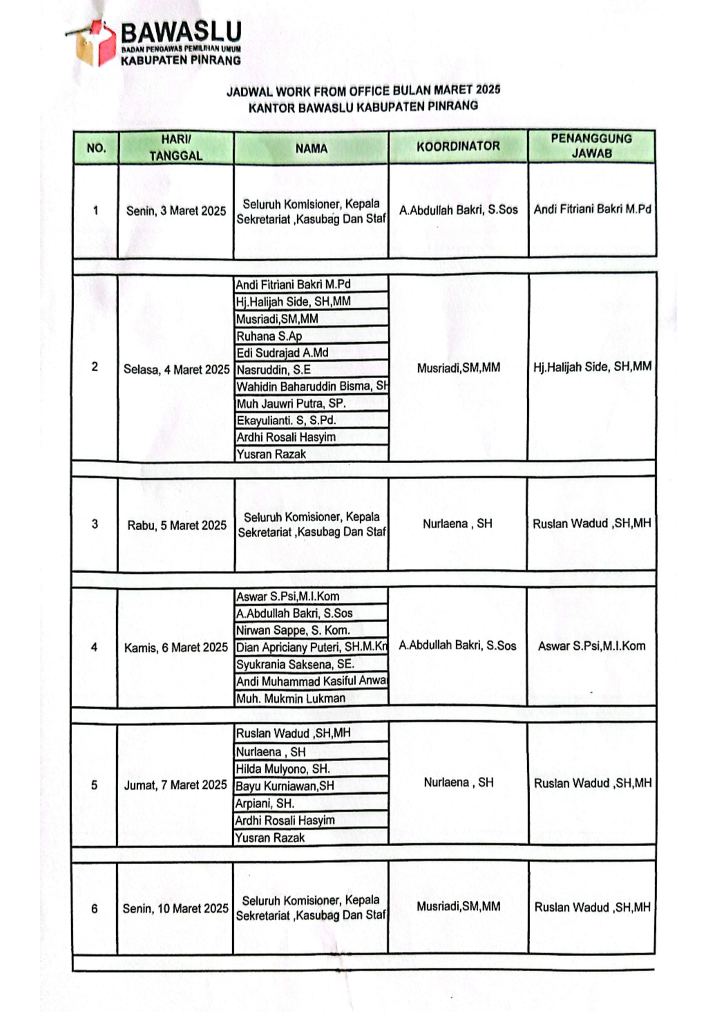 jadwal wf