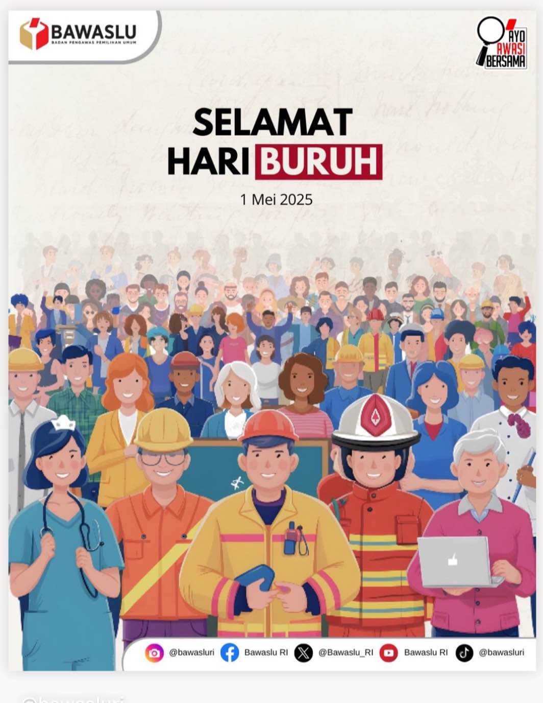 Bawaslu Pinrang Ucapkan Selamat Hari Buruh kepada Seluruh Rakyat Indonesia
