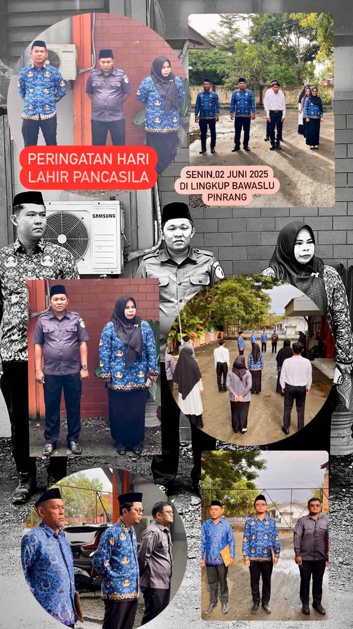 BAWASLU PINRANG GELAR UPACARA PERINGATAN HARI LAHIR PANCASILA DI HALAMAN KANTOR