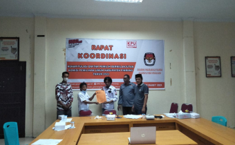 Bawaslu Kabupaten Pinrang hadiri Rapat Koordinasi Daftar Pemilih Berkelanjutan Periode Maret Tahun 2021 di  KPU Kabupaten Pinrang