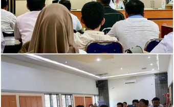 Aswar memberikan materi di hadapan para kades 