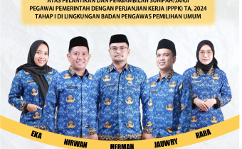 LIMA ORANG PPPK BAWASLU PINRANG RESMI DILANTIK, BAGIAN DARI FORMASI TAHUN 2024 TAHAP I